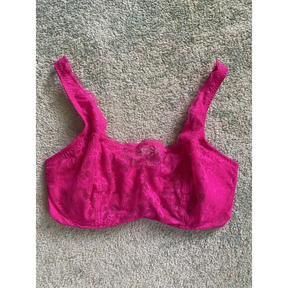 Bare By Bare Necessities - The Show Off Lace Cami Bras 36G - Sheer Neon Pink - Picture 2 of 6